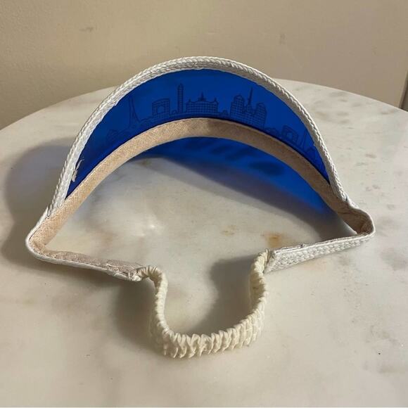 Vintage Paris Visor clear heart cityscape white blue elastic band - Picture 2 of 3